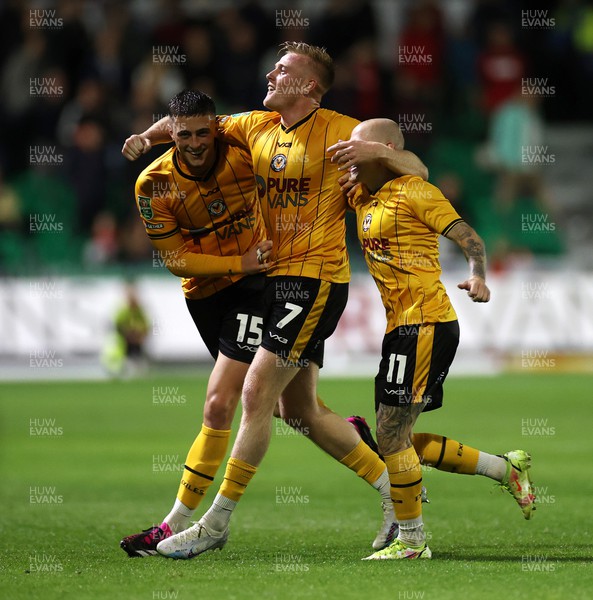 080823 - Newport County v Charlton Athletic - Carabao Cup - Will Evans of Newport County celebrates scoring a goal