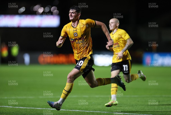 080823 - Newport County v Charlton Athletic - Carabao Cup - Seb Palmer-Houlden of Newport County celebrates scoring a goal making the score 3-1 to the home side