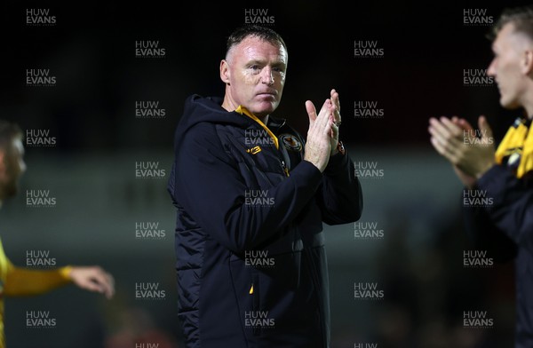 080823 - Newport County v Charlton Athletic - Carabao Cup - Newport County Manager Graham Coughlan thanks fans at full time