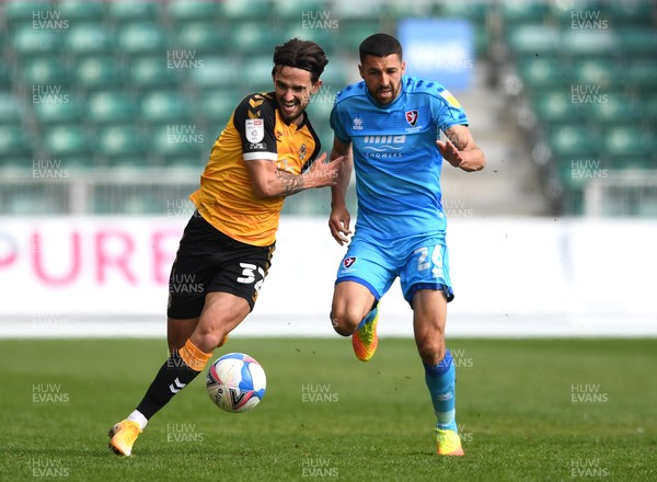 010521 - Newport County v Cheltenham Town - SkyBet League 2 - Liam Shephard of Newport County is tackled by Liam Sercombe of Cheltenham Town