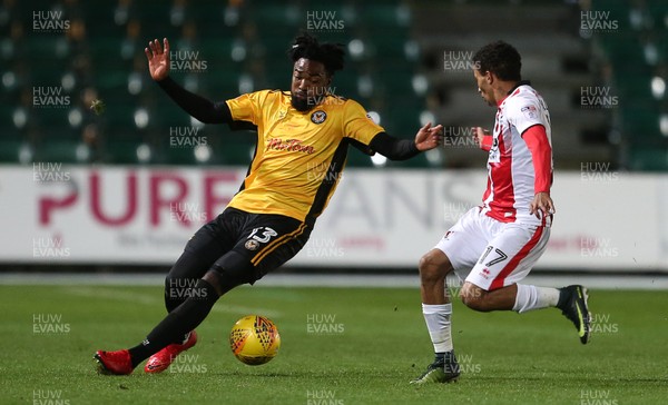 071117 - Newport County v Cheltenham Town - Checkatrade Trophy - Marlon Jackson of Newport County is challenged by Jerell Sellars of Cheltenham Town