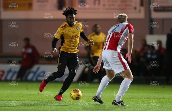 071117 - Newport County v Cheltenham Town - Checkatrade Trophy - Marlon Jackson of Newport County is challenged by Jamie Grimes of Cheltenham Town