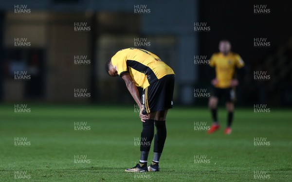 071117 - Newport County v Cheltenham Town - Checkatrade Trophy - Dejected Lamar Reynolds of Newport County