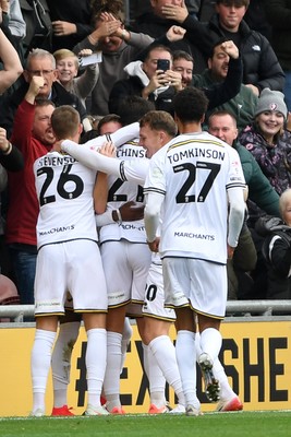 181025 - Newport County v Cheltenham Town - Sky Bet League 2 - Jake Bickerstaff of Cheltenham Town celebrates after he scores the first goal of the game