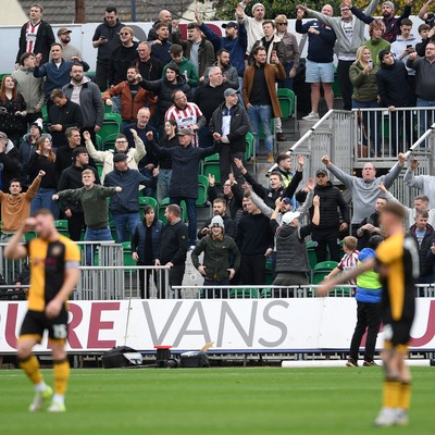 181025 - Newport County v Cheltenham Town - Sky Bet League 2 - Cheltenham fans after their side takes the lead
