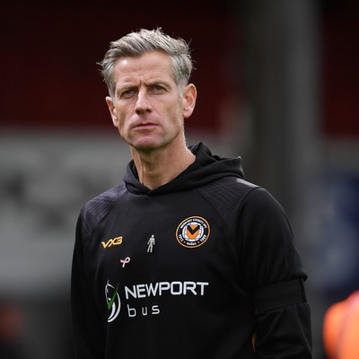 181025 - Newport County v Cheltenham Town - Sky Bet League 2 - Dejected Newport County Manager, David Hughes at full time