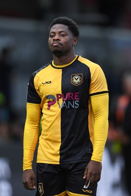 181025 - Newport County v Cheltenham Town - Sky Bet League 2 - Dejected Bobby Kamwa of Newport County at full time