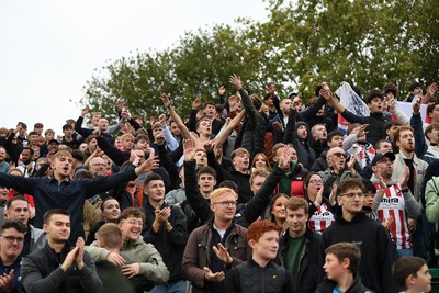181025 - Newport County v Cheltenham Town - Sky Bet League 2 - Cheltenham fans celebrate the win at full time