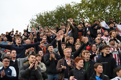 181025 - Newport County v Cheltenham Town - Sky Bet League 2 - Cheltenham fans celebrate the win at full time