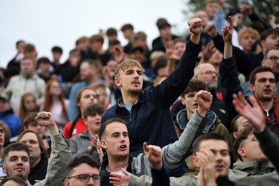 181025 - Newport County v Cheltenham Town - Sky Bet League 2 - Cheltenham fans celebrate the win at full time