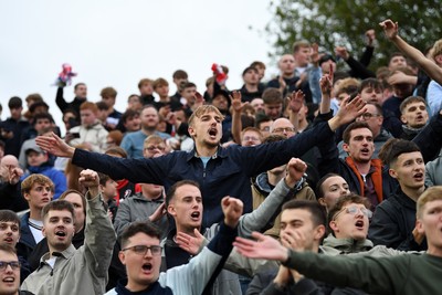 181025 - Newport County v Cheltenham Town - Sky Bet League 2 - Cheltenham fans celebrate the win at full time