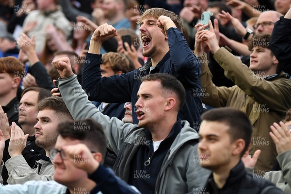 181025 - Newport County v Cheltenham Town - Sky Bet League 2 - Cheltenham fans celebrate the win at full time