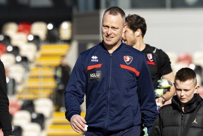 220225 - Newport County v Cheltenham Town - Sky Bet League 2 - Cheltenham Town manager Michael Flynn arrives ahead of the match