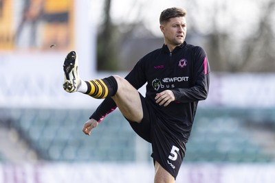 220225 - Newport County v Cheltenham Town - Sky Bet League 2 - James Clarke of Newport County during the warm up