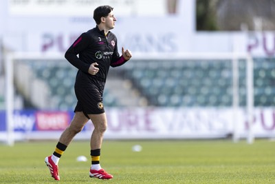 220225 - Newport County v Cheltenham Town - Sky Bet League 2 - Anthony Driscoll-Glennon of Newport County during the warm up