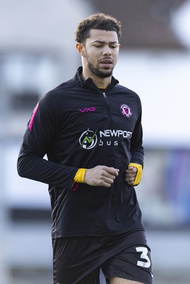 220225 - Newport County v Cheltenham Town - Sky Bet League 2 - Jaden Warner of Jaden Warner of Newport County during the warm up