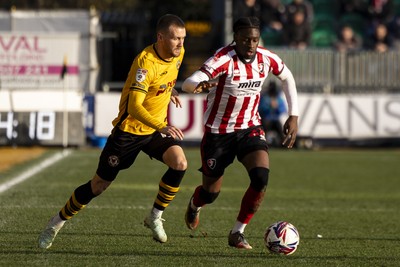 220225 - Newport County v Cheltenham Town - Sky Bet League 2 - Shane McLoughlin of Newport County in action