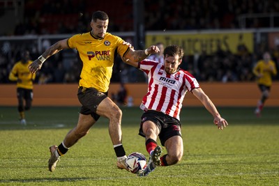 220225 - Newport County v Cheltenham Town - Sky Bet League 2 - Courtney Baker-Richardson of Newport County in action