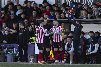 220225 - Newport County v Cheltenham Town - Sky Bet League 2 - Scot Bennett of Cheltenham Town is substituted on