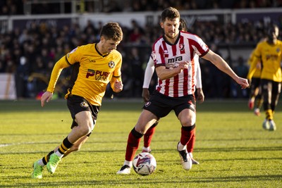 220225 - Newport County v Cheltenham Town - Sky Bet League 2 - Oliver Greaves of Newport County in action