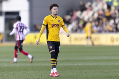 220225 - Newport County v Cheltenham Town - Sky Bet League 2 - Josh Martin of Newport County in action