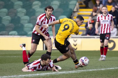 220225 - Newport County v Cheltenham Town - Sky Bet League 2 - Courtney Baker-Richardson of Newport County in action