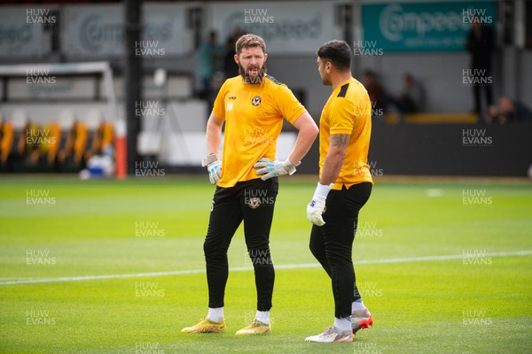 290723 - Newport County v Cheltenham Town - Preseason Friendly - Jonny Maxted of Newport County and Nick Townsend of Newport County