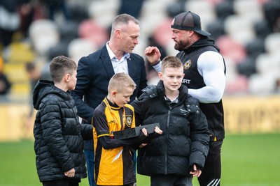 240126 - Newport County v Chesterfield - Sky Bet League 2 - Former player and manager Mike Flynn is inducted into the Newport County Hall of Fame