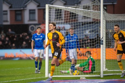240126 - Newport County v Chesterfield - Sky Bet League 2 - Harrison Biggins of Newport County celebrates scoring a goal