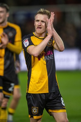 240126 - Newport County v Chesterfield - Sky Bet League 2 - Matthew Smith of Newport County applauds the fans