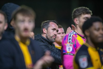 240126 - Newport County v Chesterfield - Sky Bet League 2 - Christian Fuchs, manager of Newport County applauds the fans
