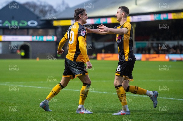 240126 - Newport County v Chesterfield - Sky Bet League 2 - Harrison Biggins of Newport County celebrates scoring a goal