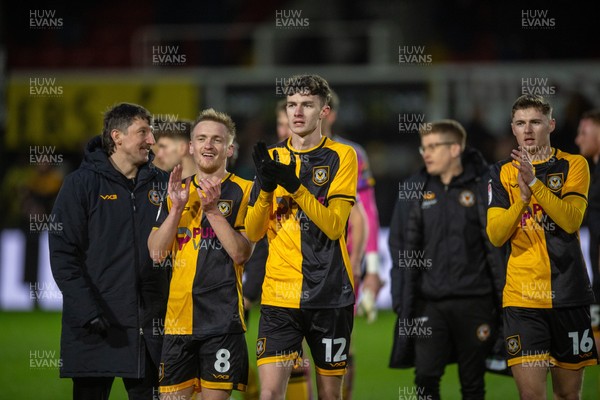 240126 - Newport County v Chesterfield - Sky Bet League 2 - County players applaud the fans