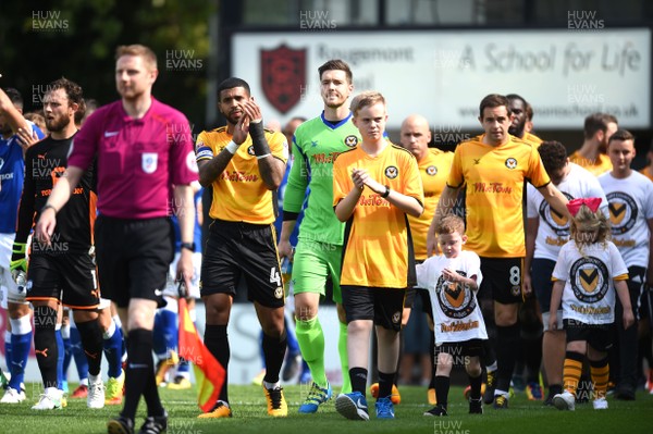 260817 - Newport County v Chesterfield - SkyBet League 2 - Joss Labadie of Newport County leads out his side for the first time on the new pitch