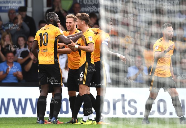 260817 - Newport County v Chesterfield - SkyBet League 2 - Frank Nouble of Newport County celebrates his third goal