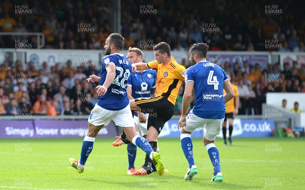260817 - Newport County v Chesterfield - SkyBet League 2 - Padraig Amond of Newport County scores goal
