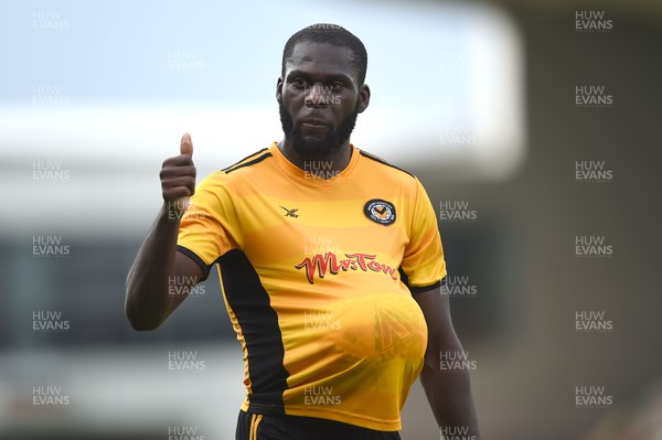 260817 - Newport County v Chesterfield - SkyBet League 2 - Frank Nouble of Newport County celebrates with the match ball at the end of the game