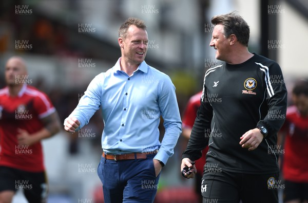 260817 - Newport County v Chesterfield - SkyBet League 2 - Newport County manager Michael Flynn and assistant manager Wayne Hatswell
