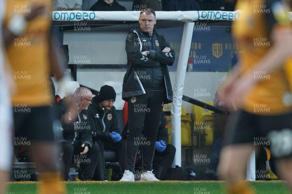 051122 - Newport County v Colchester United - FA Cup First Round - Newport County manager Graham Coughlan watches on