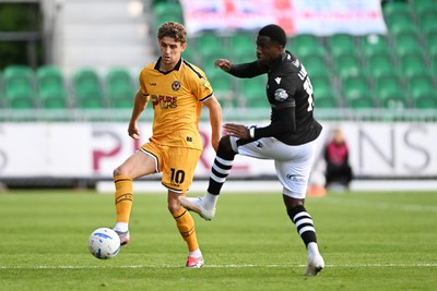 101026 - Newport County v Colchester United - Sky Bet League 2 - Harrison Biggins of Newport County is challenged by Beryly Lubala of Colchester