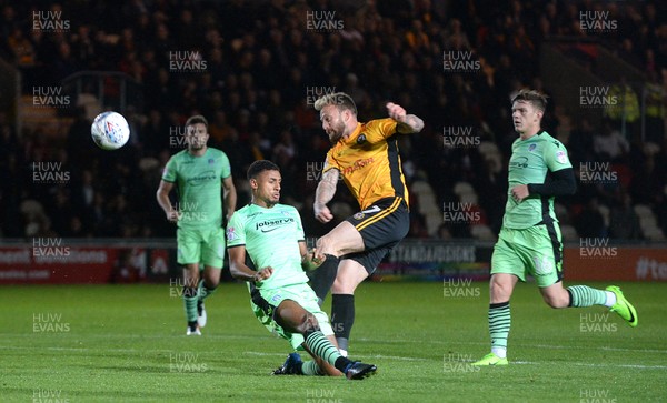 171017 - Newport County v Colchester United - SkyBet League 2 - Sean Rigg of Newport County tries a shot at goal