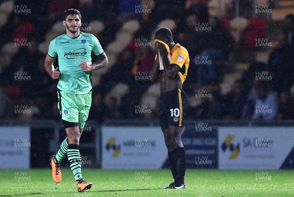171017 - Newport County v Colchester United - SkyBet League 2 - Frank Nouble of Newport County looks dejected