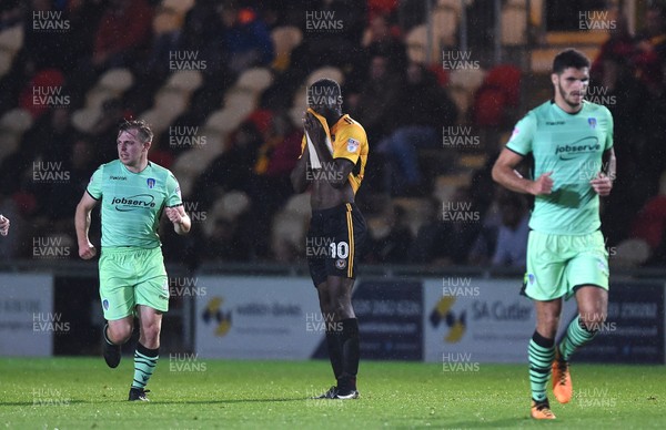 171017 - Newport County v Colchester United - SkyBet League 2 - Frank Nouble of Newport County looks dejected