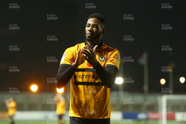171118 Newport County v Colchester United - Sky Bet League 2 - Jamille Matt of Newport County applauds fans after the final whistle