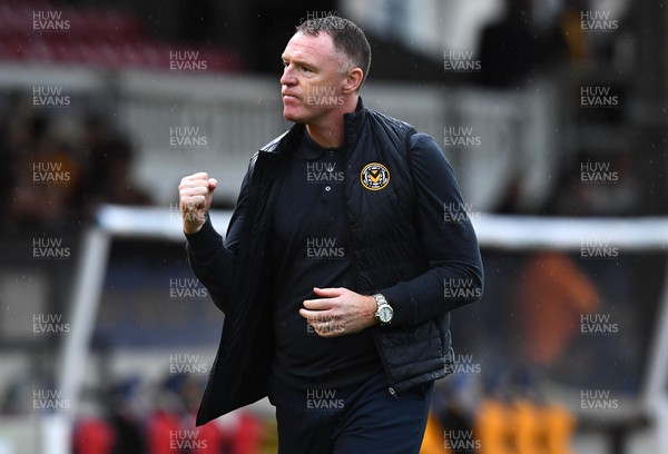 221022 - Newport County v Colchester United - EFL SkyBet League 2 - Newport County Manager Graham Coughlan at the end of the game