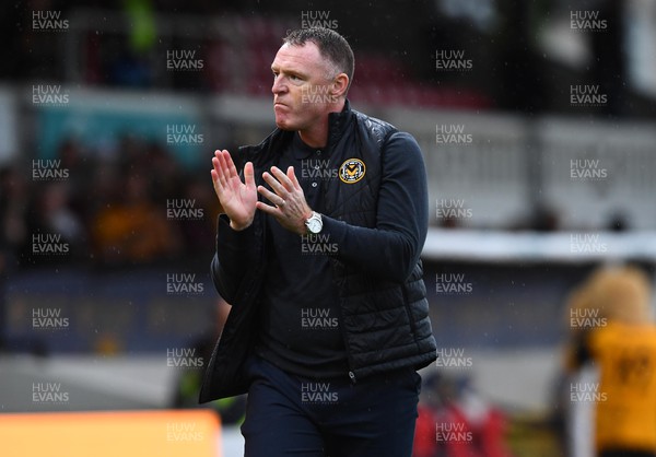 221022 - Newport County v Colchester United - EFL SkyBet League 2 - Newport County Manager Graham Coughlan at the end of the game