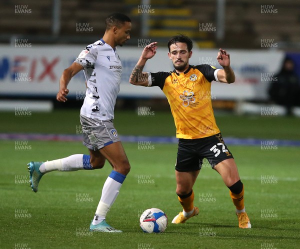 271020 - Newport County v Colchester United - SkyBet League Two - Cohen Bramall Colchester United is challenged by Liam Shephard of Newport County