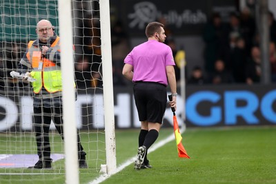 070326 - Newport County v Colchester United - Sky Bet League 2 - Kick off is delayed due to an insecure net