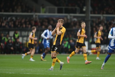 070326 - Newport County v Colchester United - Sky Bet League 2 - Tom Davies of Newport County watches his shot sail over the bar 