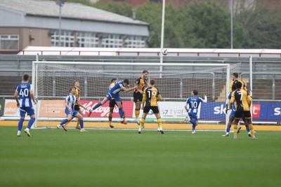 070326 - Newport County v Colchester United - Sky Bet League 2 - Newport clear from a Colchester corner